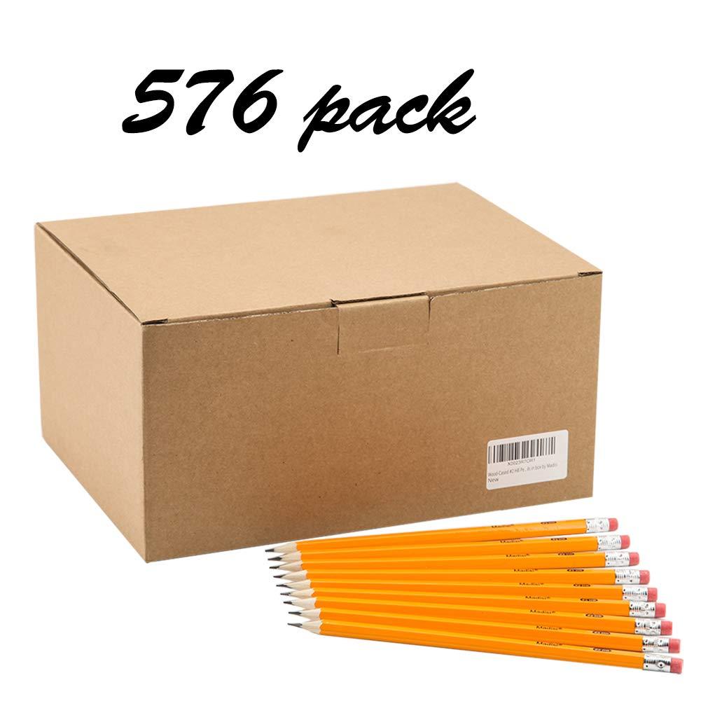 Madisi Wood-Cased #2 HB Pencils, Yellow, Pre-sharpened, Bulk Pack, 576 pencils in box - Image 3