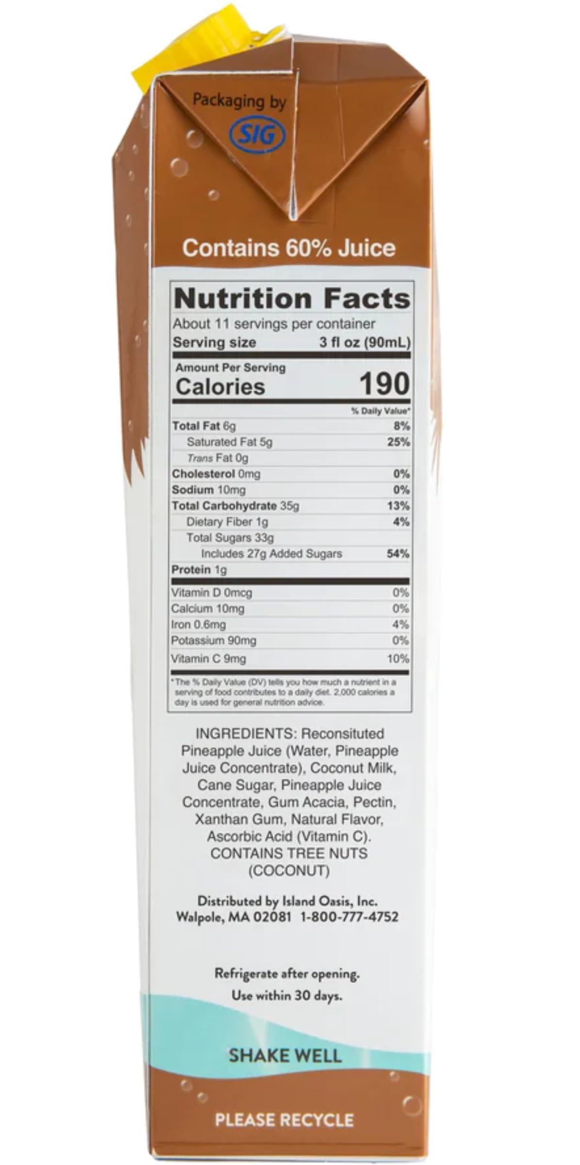 Island Oasis Drink Mix Variety, 1 of each: Strawberry Puree, Pina Colada Puree & Margarita Mix, 33.8 fl oz (1 Liter) - Image 3