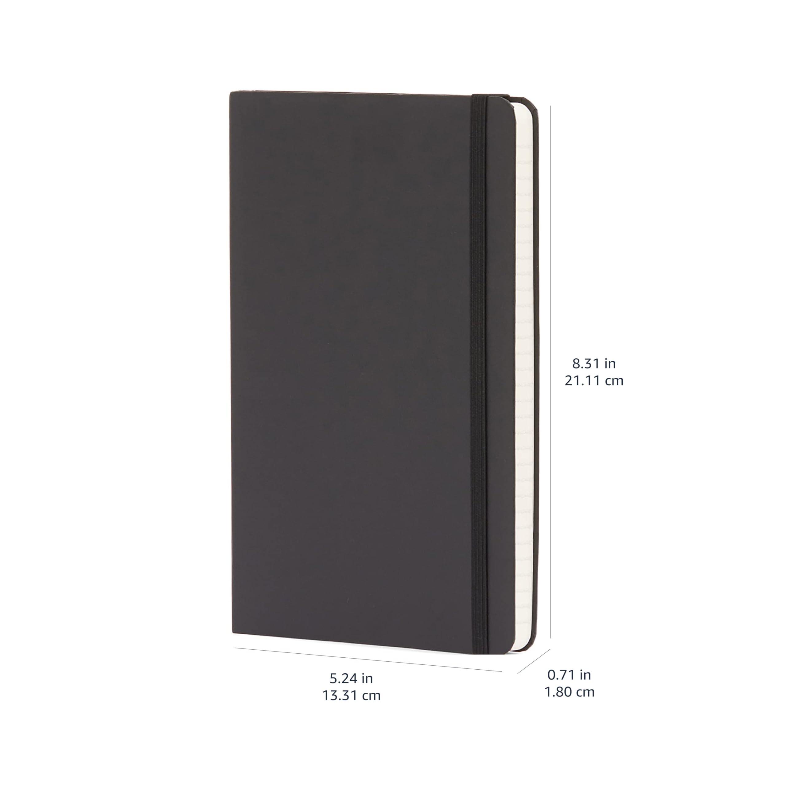 Amazon Basics Classic Lined Notebook, 240 Pages Hardcover, 5 x 8.25-Inch, Black - Image 3