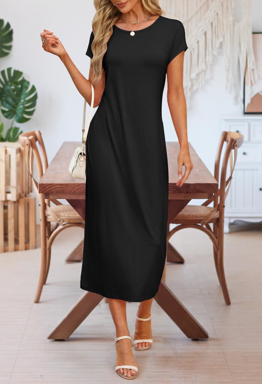 MEROKEETY Women's 2025 Summer Short Sleeve Tshirt Dress Casual Crew Neck Beach Long Maxi Dresses - Image 5