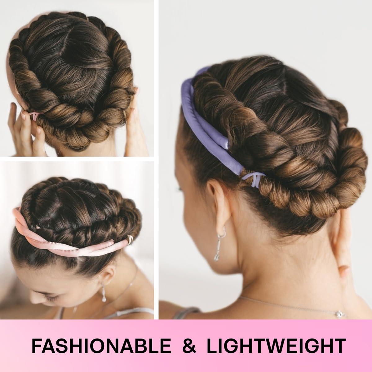 Lanzhire No Heat Overnight Curling Headband for Long and Short Hair - Thin Heatless Curlers to Sleep In (Black) - Image 2