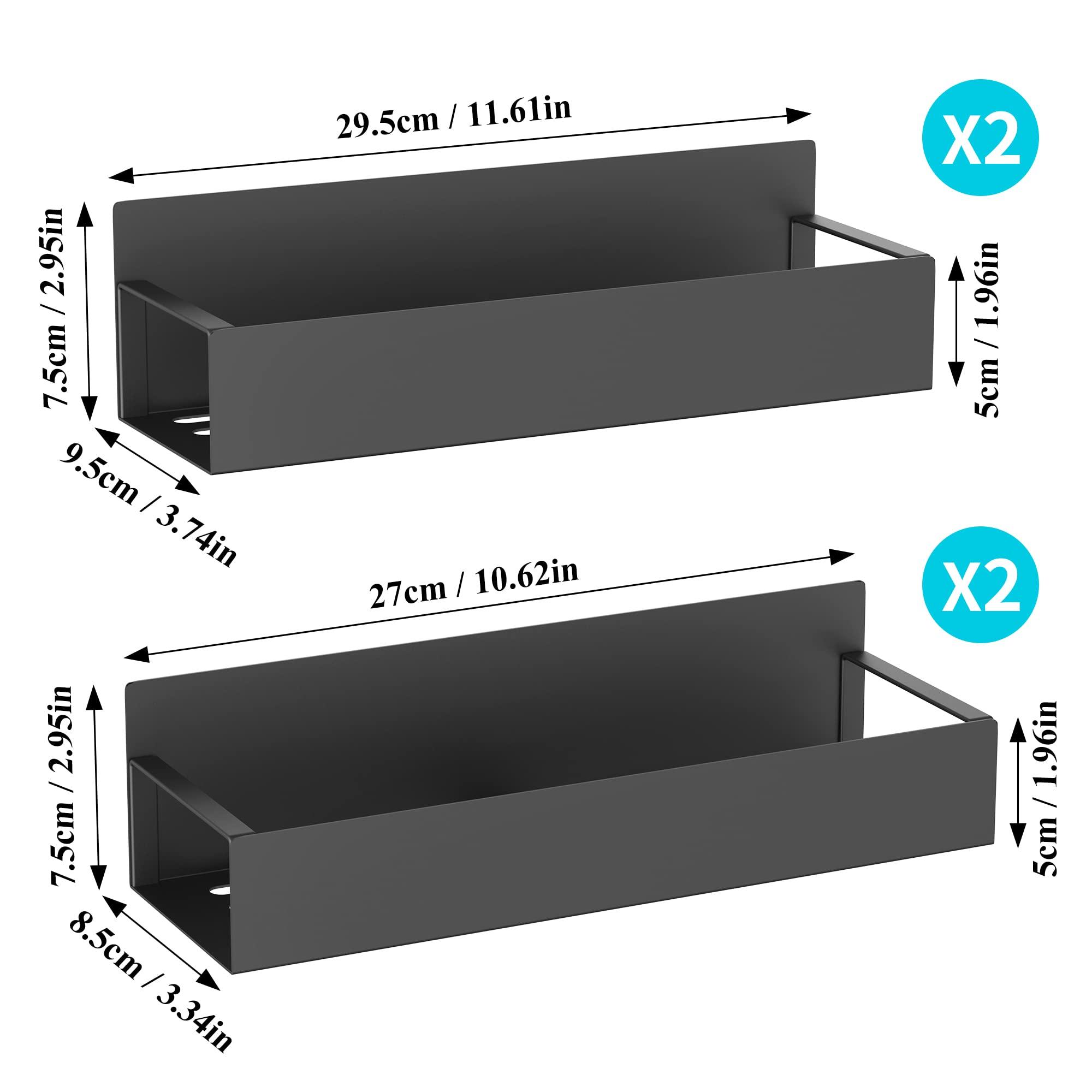 HuggieGems Metal 4 Pack Magnetic Spice Storage Rack Organizer for Refrigerator and Oven, Black Fridge Organizers and Storage - Image 2