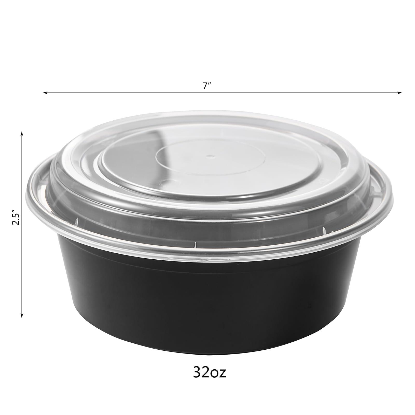 Jaluxing 32 oz 50 ct Round Meal Prep Containers with Lids Plastic Food Storage Lunch Plan To Go Box Disposable Take Out Bowls BPA Free Durable Stackable Microwave Freezer Safe (Formerly FULING) - Image 3