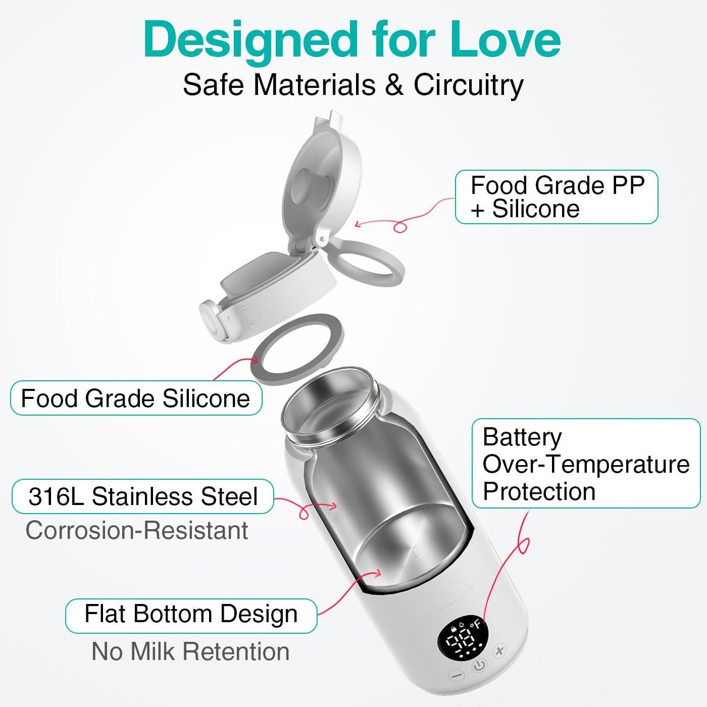 Koalababy Portable Bottle Warmer – Fast Heating Milk Warmer for Travel, Breast Milk & Formula, 17oz Leak-Proof Stainless Steel, IPX6 Waterproof, Rechargeable with Long Battery Life - Image 9