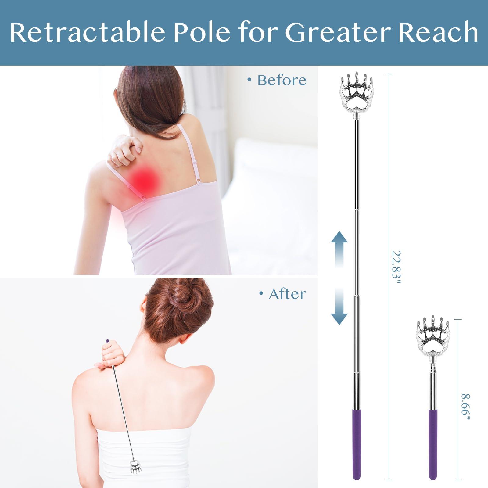 Plazuria (4-Pack) Portable Extendable Telescopic Bear Claws Metal Back Scratchers/Hand Massager/Backslap with Rubber Handles - Image 3