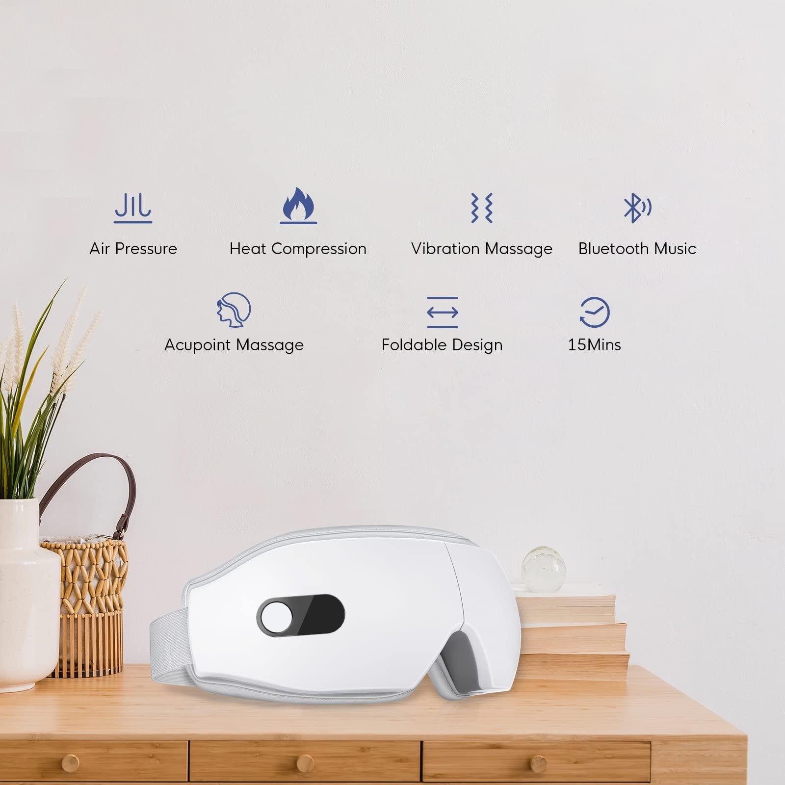 NOWWISH Eye Massager with Heat - Smart Mask for Relax Eye, Fathers Day, Birthday Gifts for Women and Men Mom Dad Wife - White - Image 4