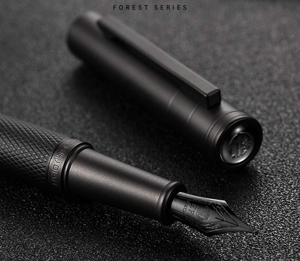 Matte Black Forest Fountain Pen Extra Fine Nib Classic Design with Converter and Metal Pen Box Set by Asvine - Image 5