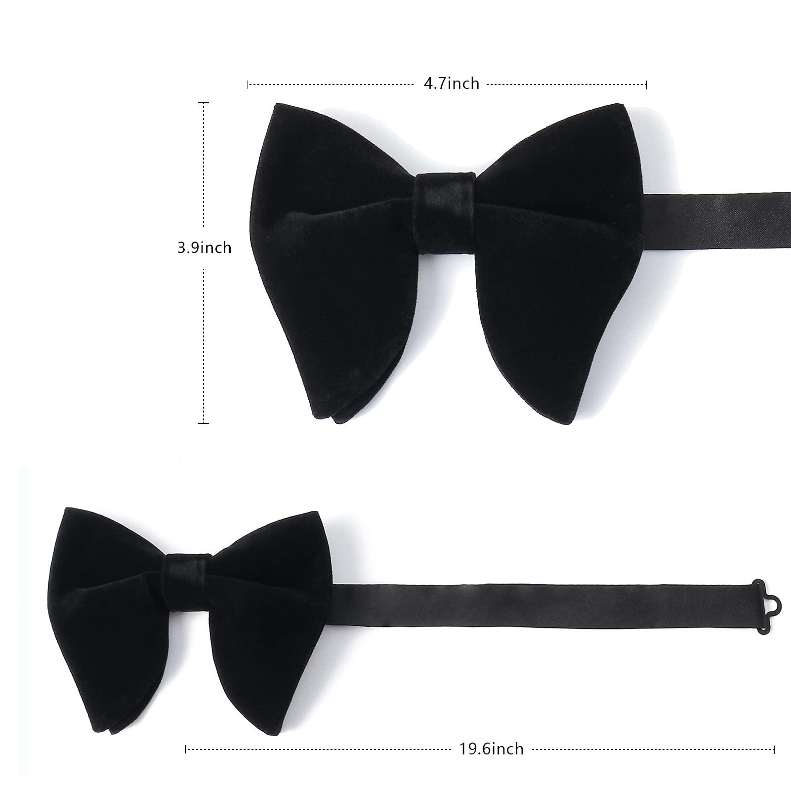 PACGOTH Bow Ties for Men Pre-Tied Bow Tie Vintage Tuxedo Oversized Velvet Bow Ties Cufflinks Pocket Square Sets With Gift Box - Image 6