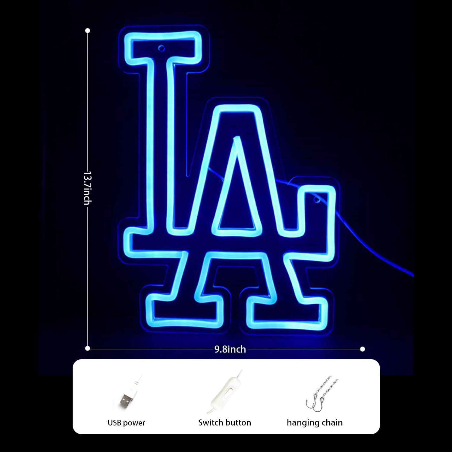 WonderfulLife Dodgers Neon Sign for Garage or Man Cave Decor,Gifts for Men With Dodge Baseball Team Logo,Blue Neon for Party,Bar,Dorm,Office Wall Art and Game Room Deco. - Image 3