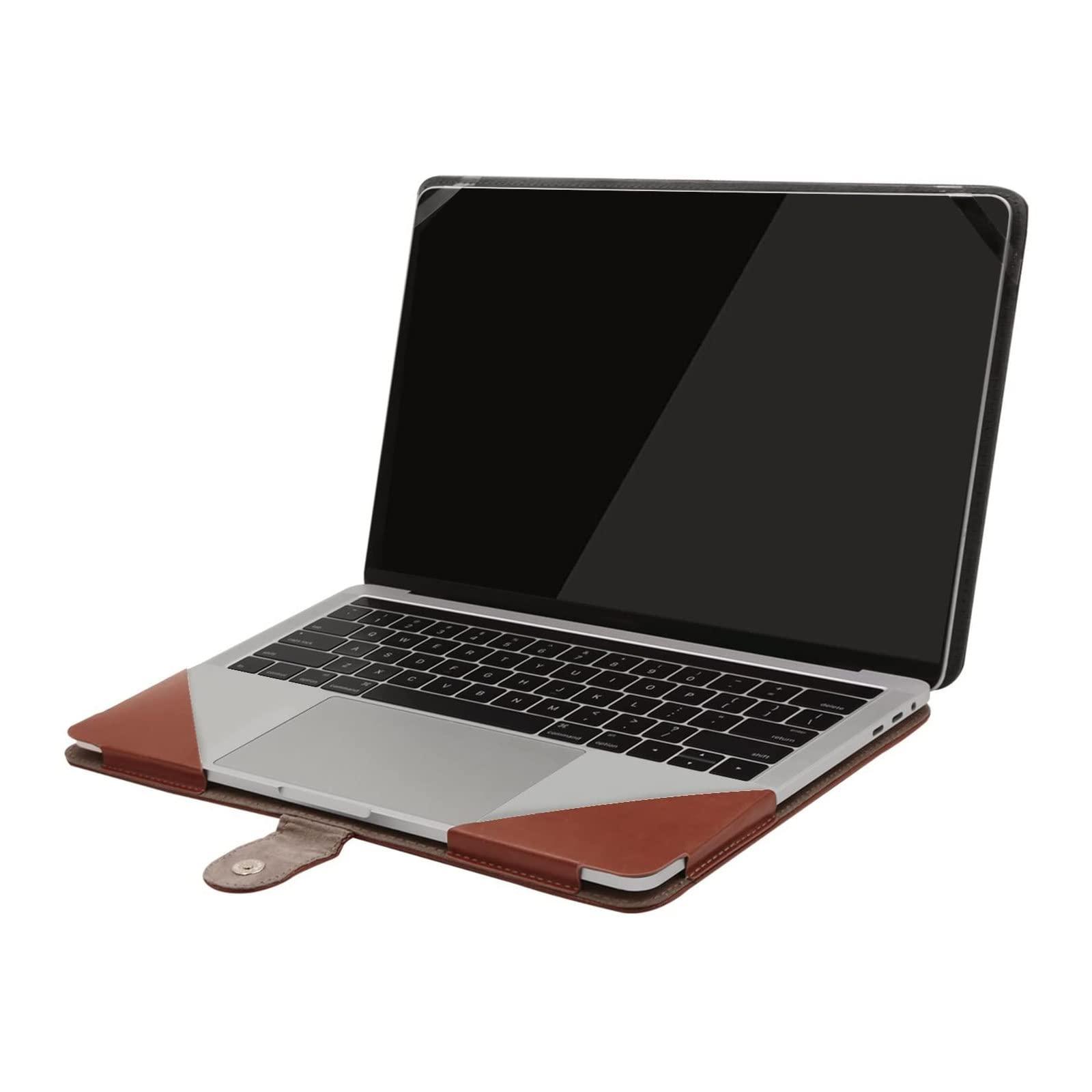 MOSISO Case Compatible with MacBook Air 13.6 inch M4 M3 M2 2025-2022 /Air 13 M1 2022-2018 /Pro 13 inch M2 M1 2025-2016, PU Leather Portfolio Protective Stand Cover, Brown - Image 3