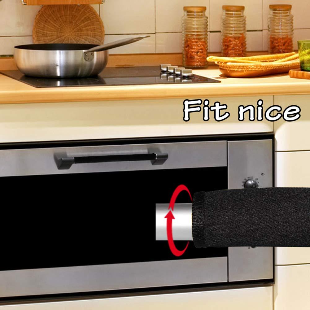 Miaowater 4 PCS Refrigerator Door Handle Covers Kitchen Appliance Decor Handles Anti-Skid Anti-Static Protector Fridge, Dishwasher Oven Keep Off Fingerprints,Food Stains (Black) - Image 4