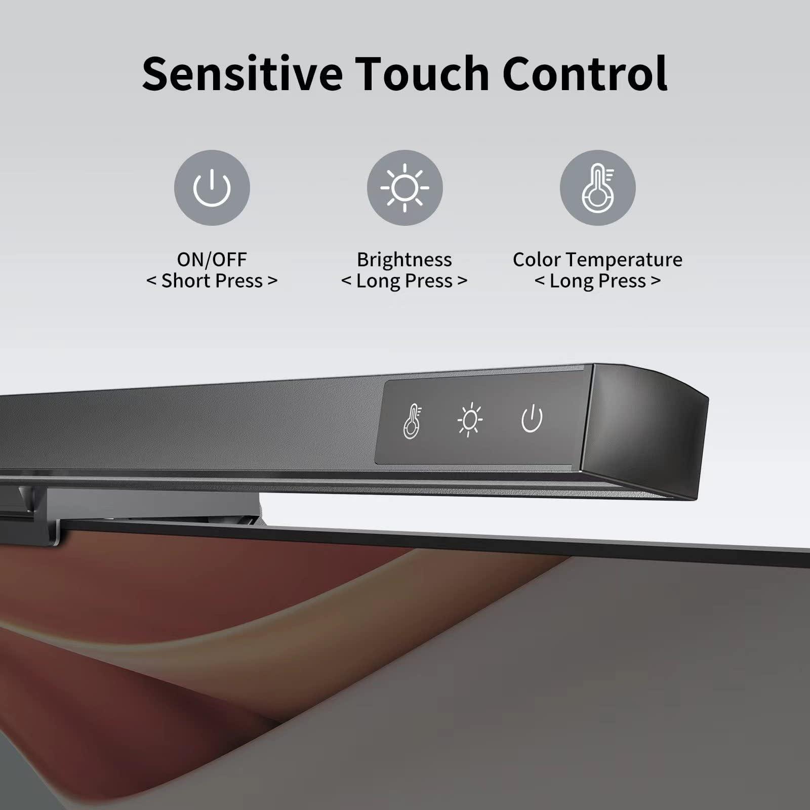 Funlicht Monitor Light Bar, Computer Monitor Lamp for Eye Caring LED Dimmable Screen Light Bar, Touch Control USB Powered Screenbar for Desk/Office/Home/Game, Black - Image 6