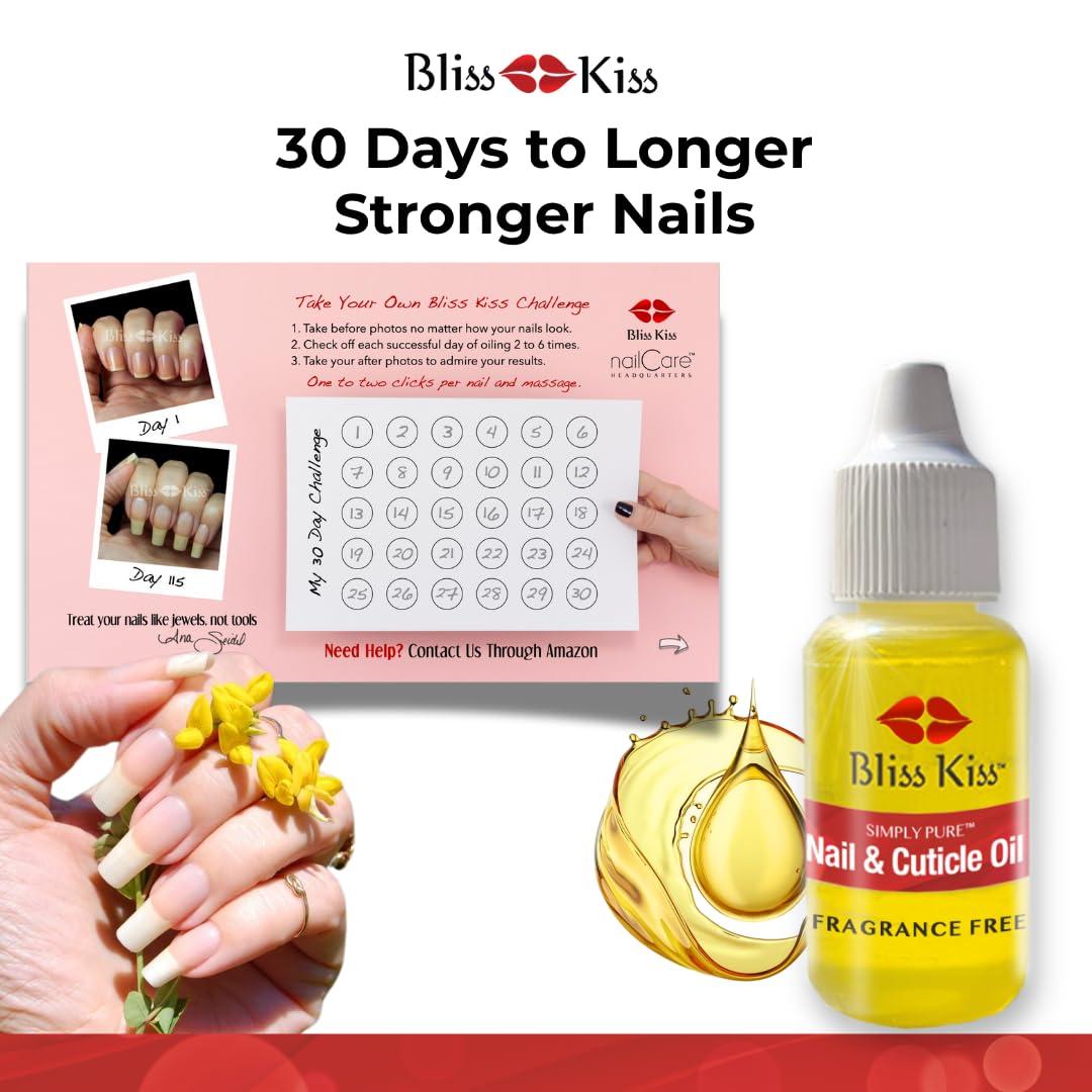 Bliss Kiss | Fragrance Free | Nail Oil Cuticle Dropper w/Vitamin E & Jojoba⏤Nail Strengthener Nail Growth Oil and Serum for Brittle Peeling Breaking Thin Nails | 0.5oz | - Image 8