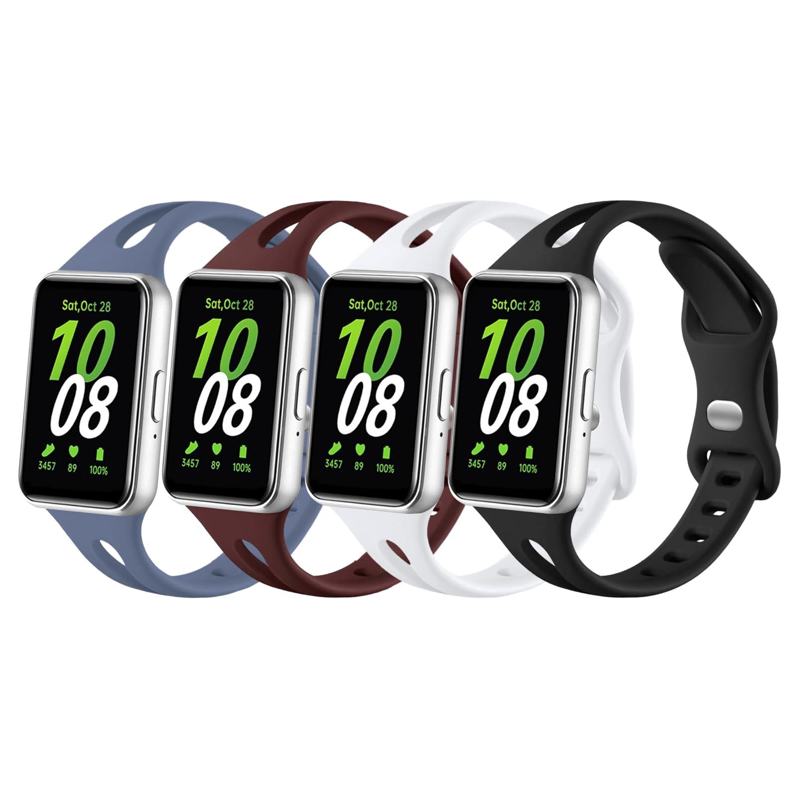 Feudet 4 Pack Silicone Bands Compatible with Samsung Galaxy Fit 3 Band for Woman and Men, Sport Breathablen Soft Replacement Wristbands,For Samsung Galaxy Fit 3 SM-R390 Smartwatch Accessories
