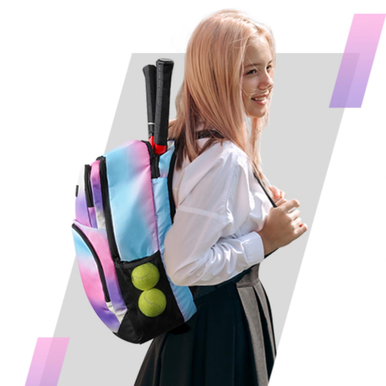 MATEIN Girls Tennis Backpack, Protective Tennis Bag with Cooler Pockets, Sturdy Pickleball Bag with Fence Hook Hold Badminton Paddles, Racket Gifts Backpack for Girls, Kids, Women, Colorful - Image 7