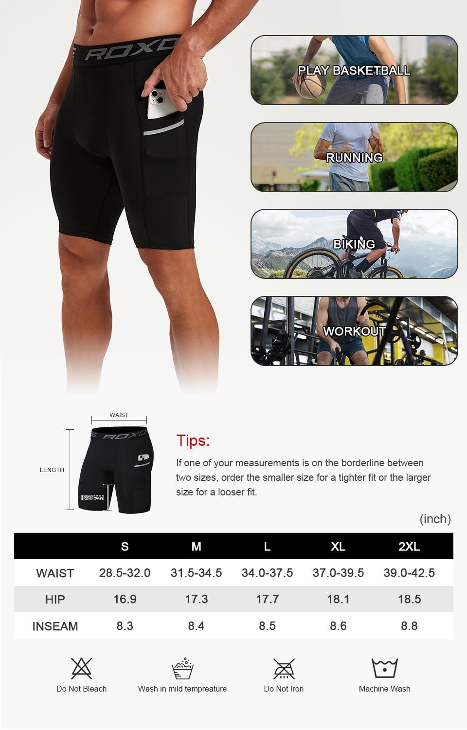 Roxdme 5 or 1 Pack Compression Shorts Men Spandex Sport Shorts Athletic Workout Running Tights Performance Underwear - Image 7