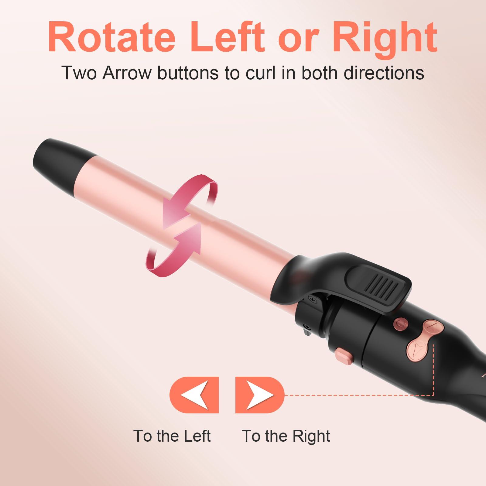 Automatic Rotating Curling Iron, 3 in 1 Thermal Brush Set 1-1 1/2 Inch, Auto Hair Curler with 3 Temps, 100 Million Ionic, Travel Dual Voltage Self Curling Wand for Beach Waves, Ceramic Coating - Image 7