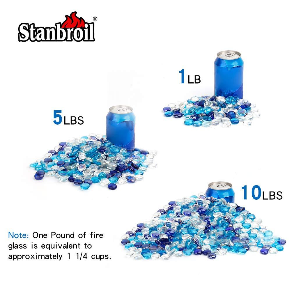 Stanbroil 10-Pound Blended Fire Glass Beads - 1/2 inch Fire Glass Drops Blended Cobalt Blue, Crystal Ice, Caribbean Blue Luster for Indoor and Outdoor Gas Fire Pits and Fireplaces - Image 4