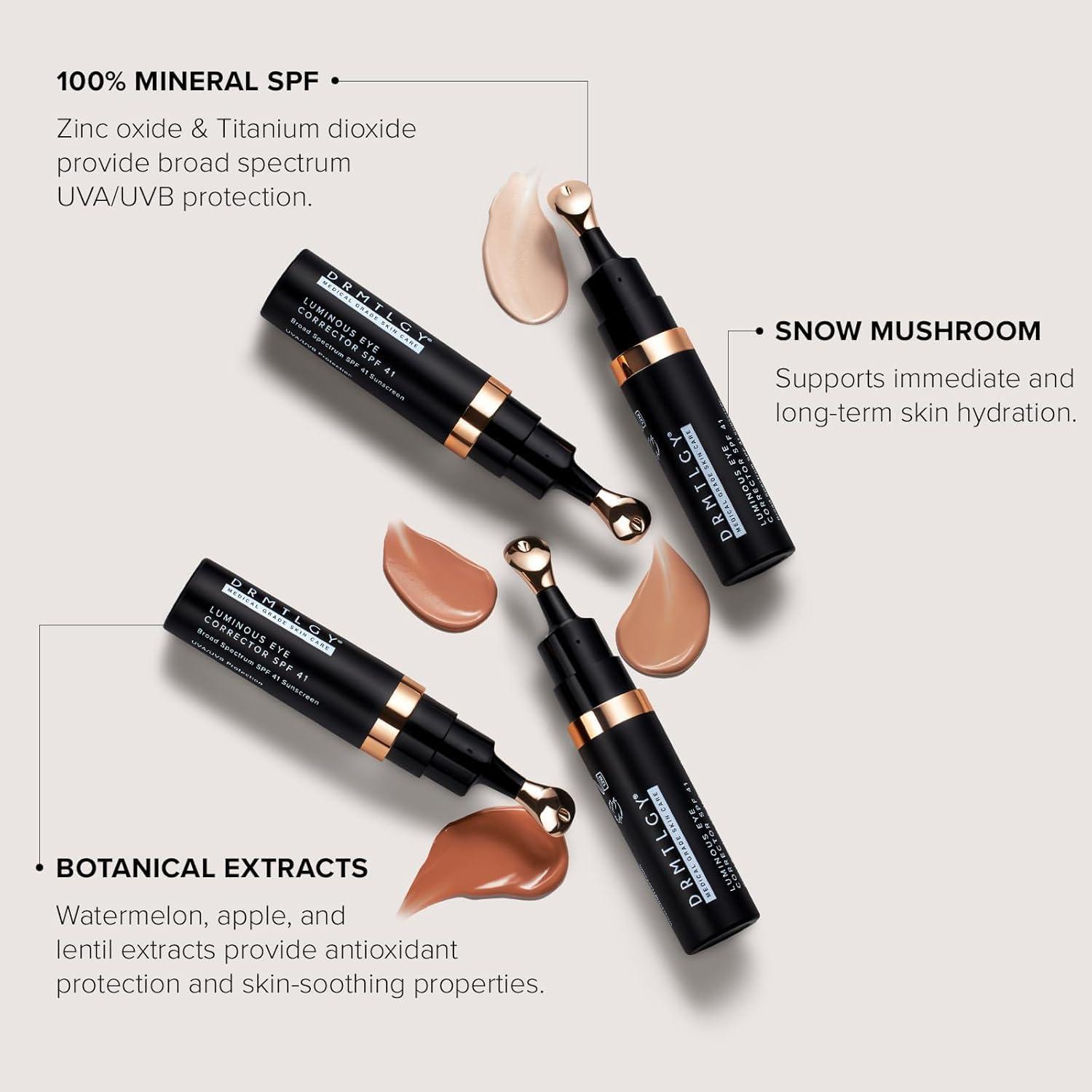 DRMTLGY Luminous Eye Corrector SPF 41, Under Eye Color Corrector for Dark Circles, Anti-Aging Tinted Eye Cream, Hydrating Eye Serum with Peach Undertone FSA/HSA Eligible, Fair - Image 4