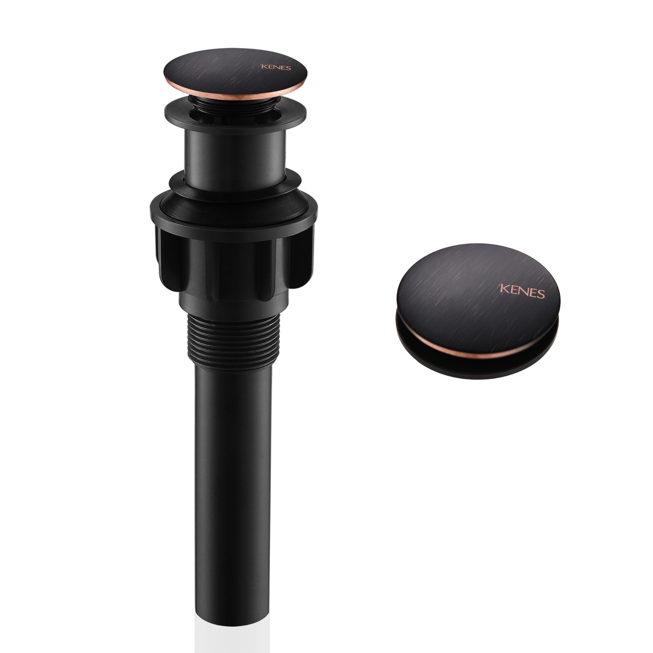 KENES Oil Rubbed Bronze Bathroom Vessel Pop Up Sink Drain, Vanity Faucet Sink Drain Stopper, Sink Drain Assembly Without Overflow Anti Clog Pop Up Drain