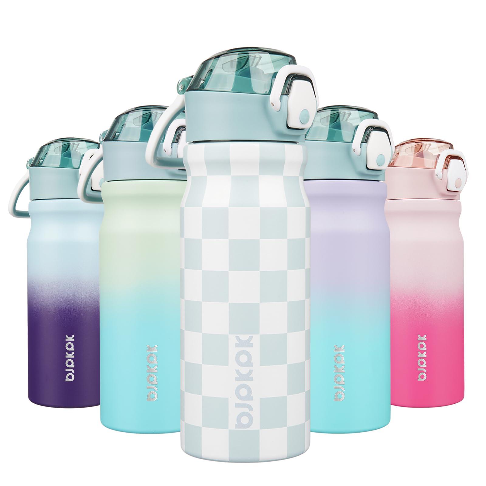 BJPKPK Stainless Steel Insulated Water Bottle With Straw Lid 18oz Reusable Metal Thermos Bottles Keep Cold And Hot,Plaid