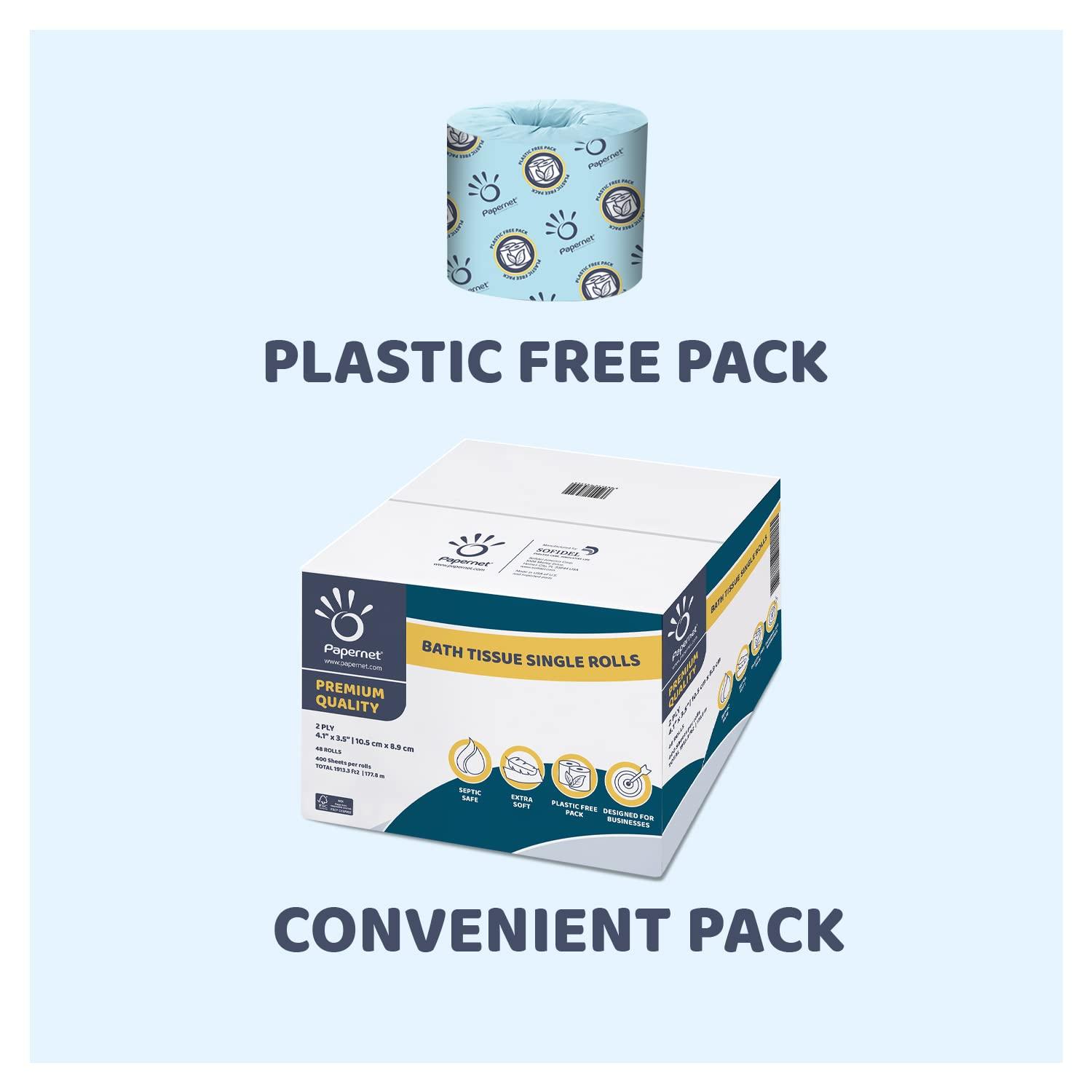 Papernet Toilet Tissue 48 Single Rolls with 400 Premium Quality Sheets per roll | Compatible with Universal Dispensing System | 2 ply 400 sheets 4.1” x 4.0” - Image 5
