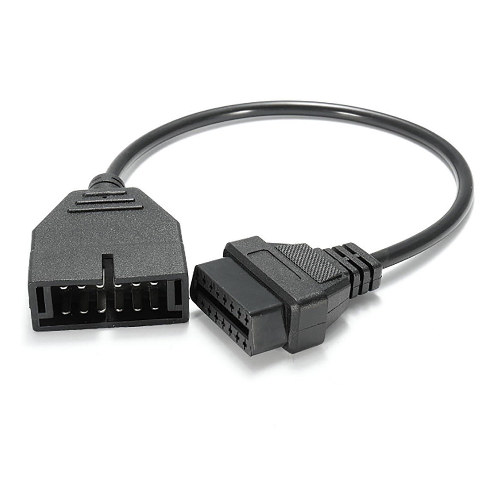 Flygun 1 PC OBD1 Scanner Connector, OBD1 to OBD2 GM Adapter, Scanning Diagnostic Extension Tool Cable Connector, Compatible with GM 12 Pin to OBD1 to OBD2 16 Pin Connector (Black)