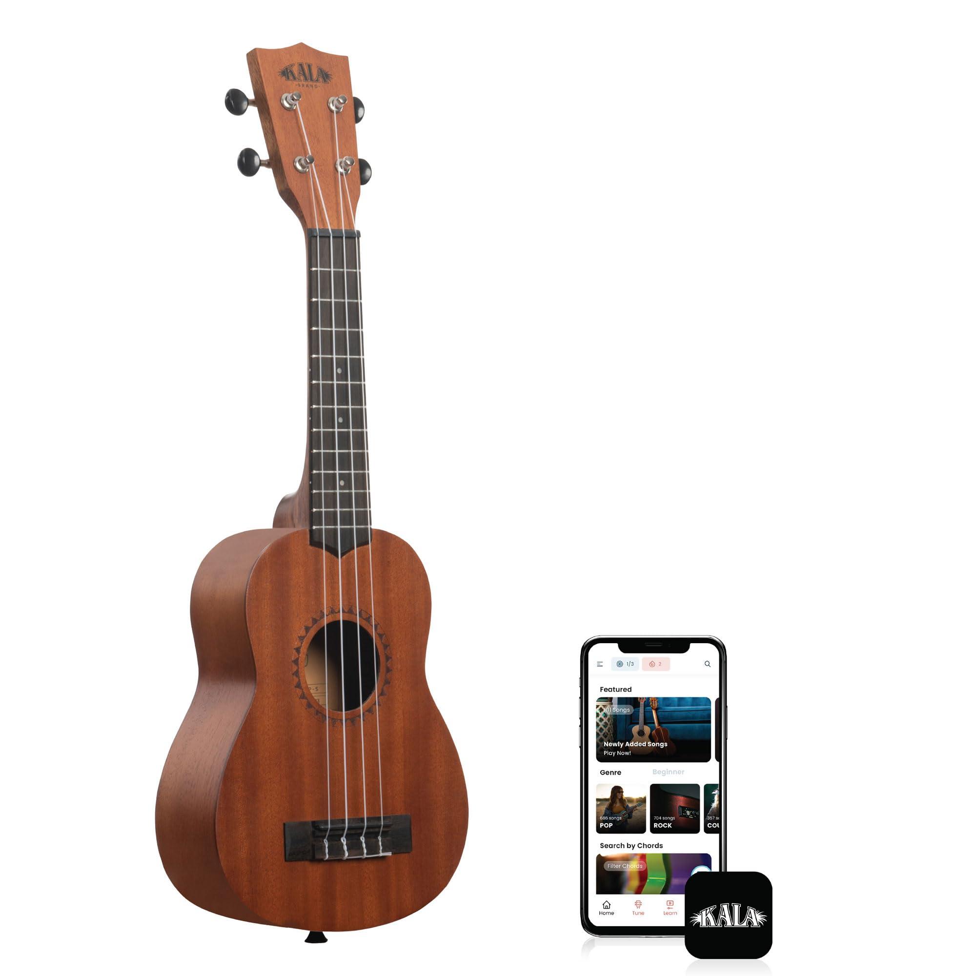 Kala Learn To Play Soprano Ukulele Starter Kit KALA-LTP-S – Natural Mahogany Finish, Complete Beginner Starter Kit with Tuner, Instructional Booklet, and Aquila Strings
