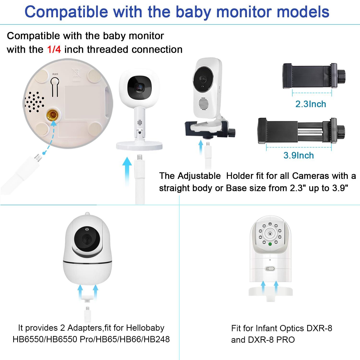 67" Adjustable Height Baby Monitor Floor Stand Holder Compatible with Hellobaby,ANMEATE,Infant Optics DXR-8 Pro,Also Compatible with The Nanit Pro Smart Baby Monitor & Flex Stand Without Tool - Image 5