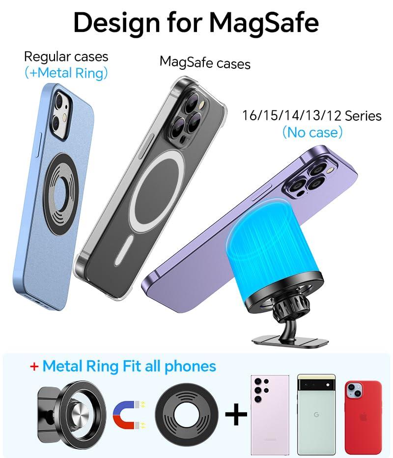 Kaistyle for Magsafe Car Mount【20 Strong Magnets】Magnetic Phone Holder for Car Phone Holder Mount Dash【360°】Cell Phone Holders for Your Car Accessories for Women Men iPhone 16 Pro Max 15 14 13 12 Plus - Image 7
