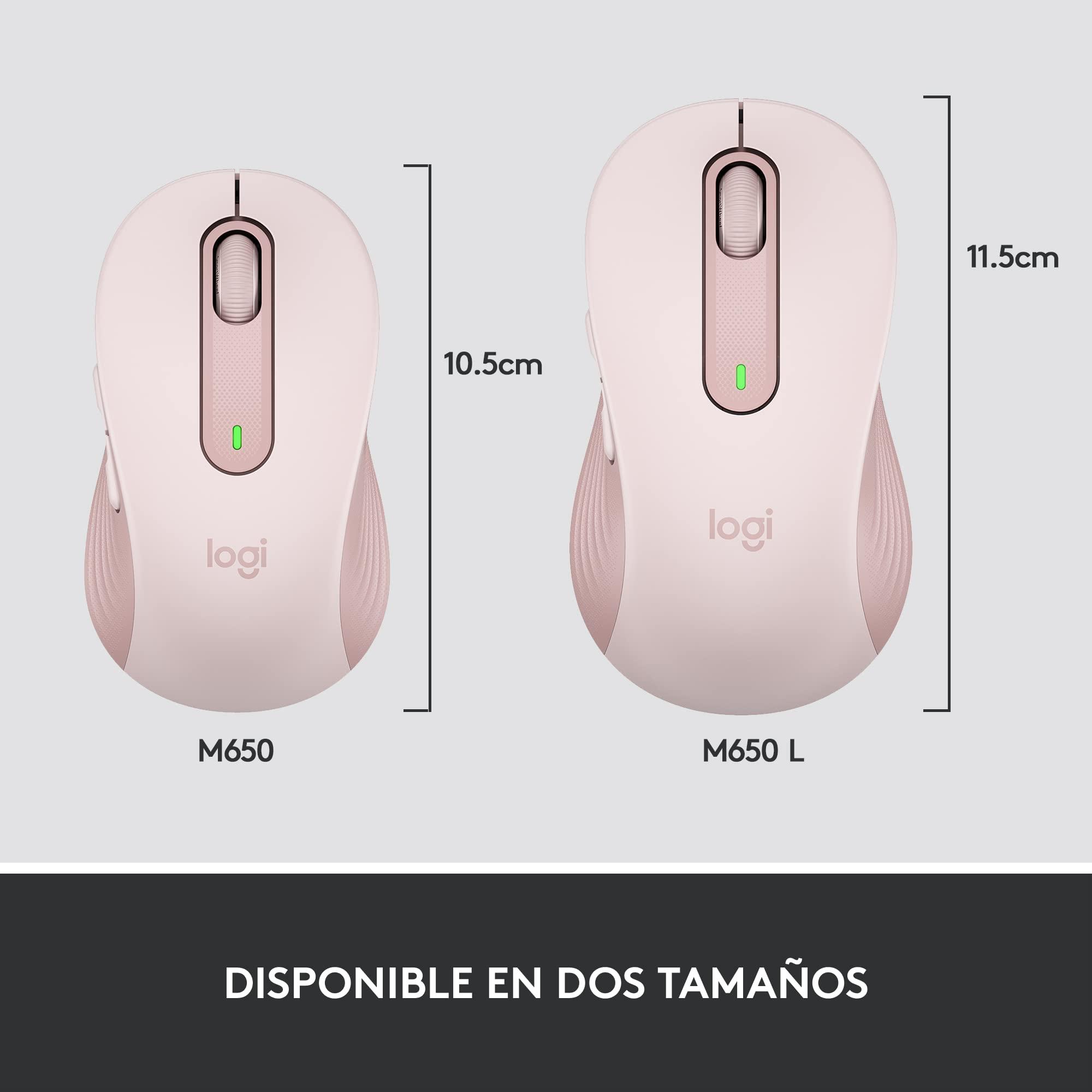Logitech Signature M650 Wireless Mouse - for Small to Medium Sized Hands, 2-Year Battery, Silent Clicks, Customizable Side Buttons, Bluetooth, Multi-Device Compatibility - Rose (Renewed) - Image 9