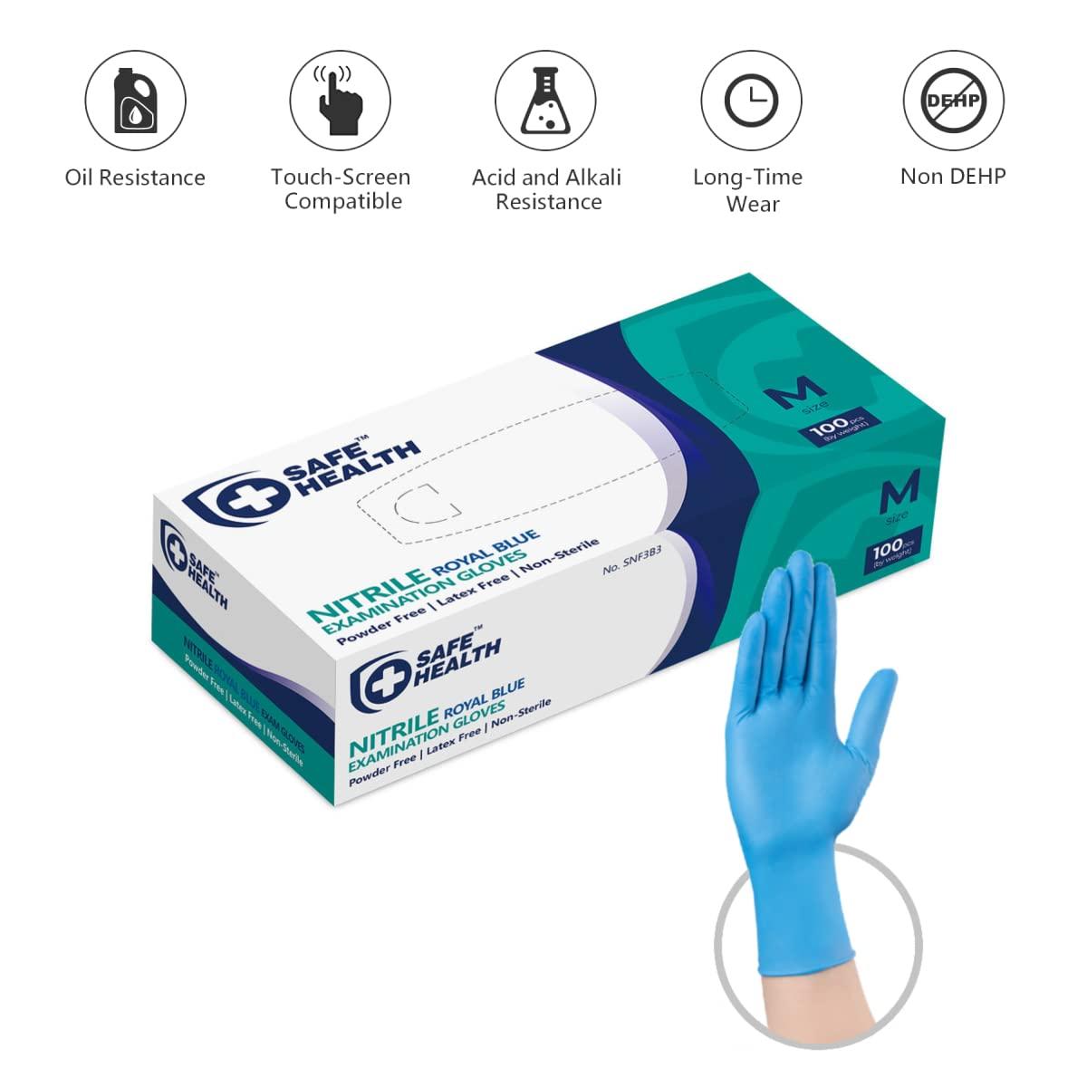 Safe Health Nitrile Exam Disposable Gloves, Latex Free, Powder Free, Blue, Case of 1000, Medium, Textured, 3.5 mil, Medical Grade, Food, Tattoo, Nursing, Cleaning, School - Image 6