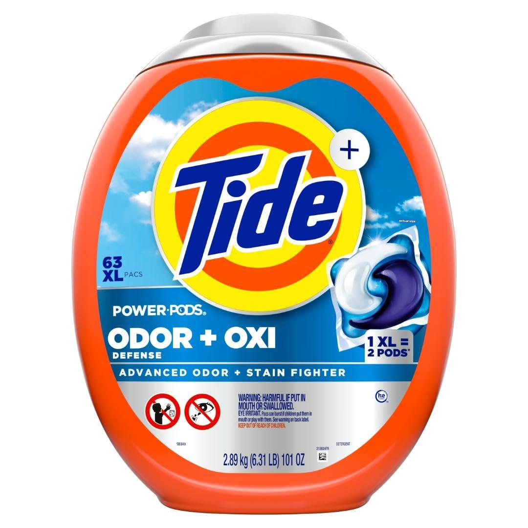 Tide Ultra OXI Power PODS with Odor Eliminators Laundry Detergent Pacs 63 Count For Visible and Invisible Dirt - Image 10