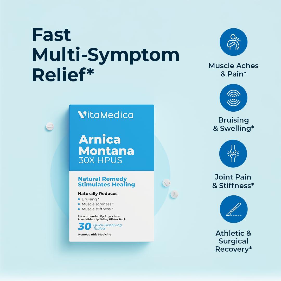 Arnica Montana 30X HPUS, Clinical Grade, Quick Dissolve Tablets, Five-Day Recovery Pack for Pain and Bruise Relief After Surgery or Injury, Natural Healing, Gentle on the Stomach - 30 Count - Image 2