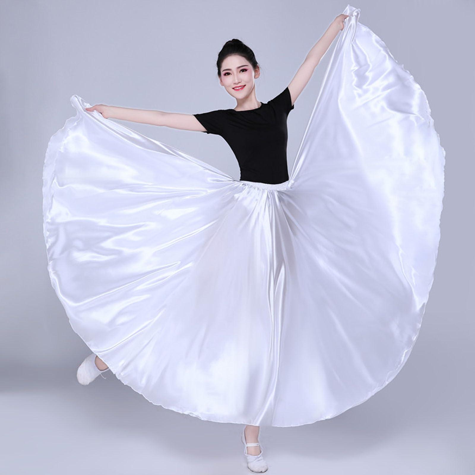 Women Satin Full Circle Ankle Length Swing Long Skirt Belly Dance Costume for Stage Performance - Image 4