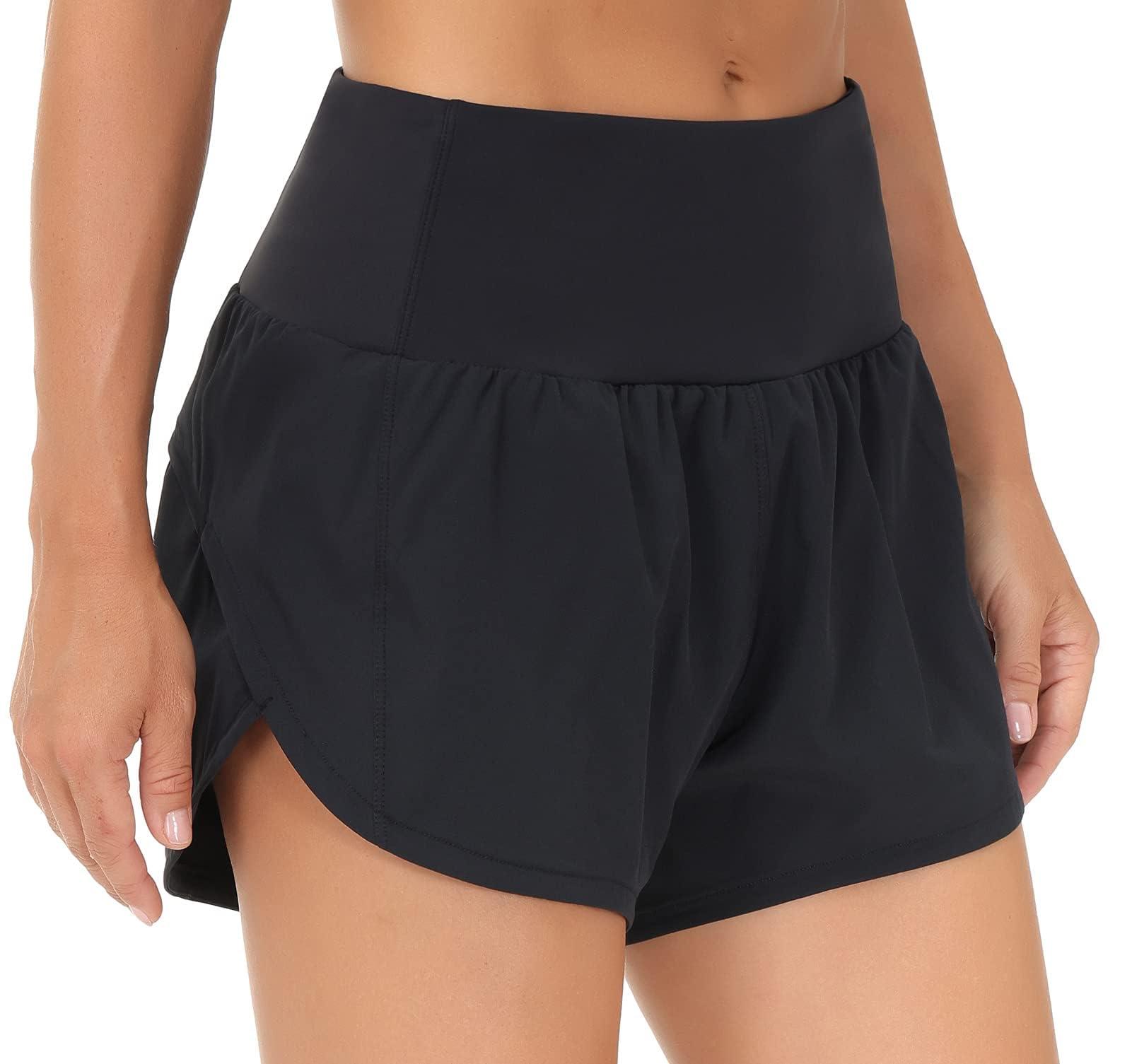THE GYM PEOPLE Womens High Waisted Running Shorts Quick Dry Athletic Workout Shorts with Mesh Liner Zipper Pockets - Image 2