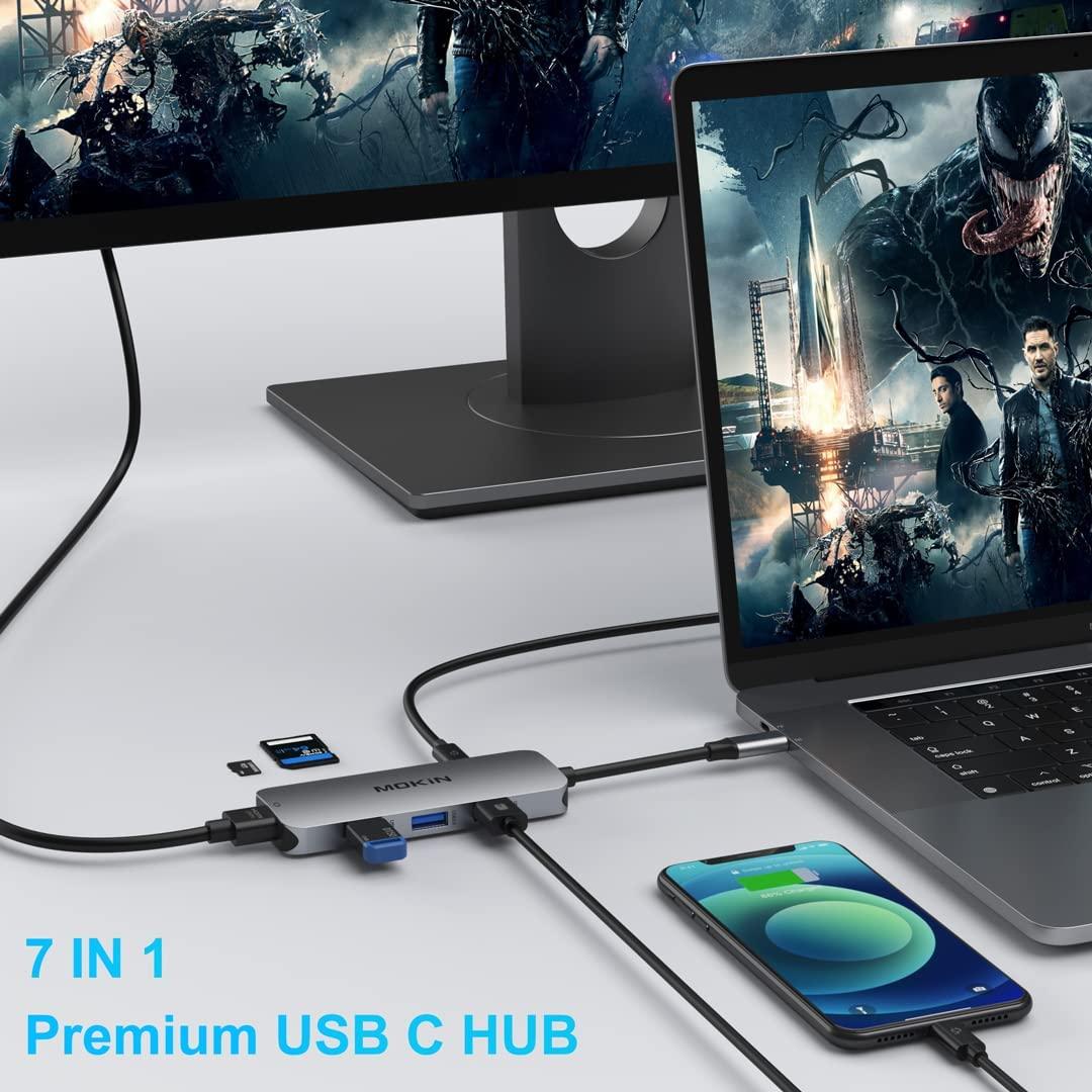USB C Adapter for MacBook Pro/Air, MOKiN USB CHub, Mac Dongle, 7 in 1 Multiports USBC Hub to 3 USB 3.0, 4K HDMI, SD/TF Card Reader and 100W PD Adapters for Dell HP Lenovo Surface and More - Image 3