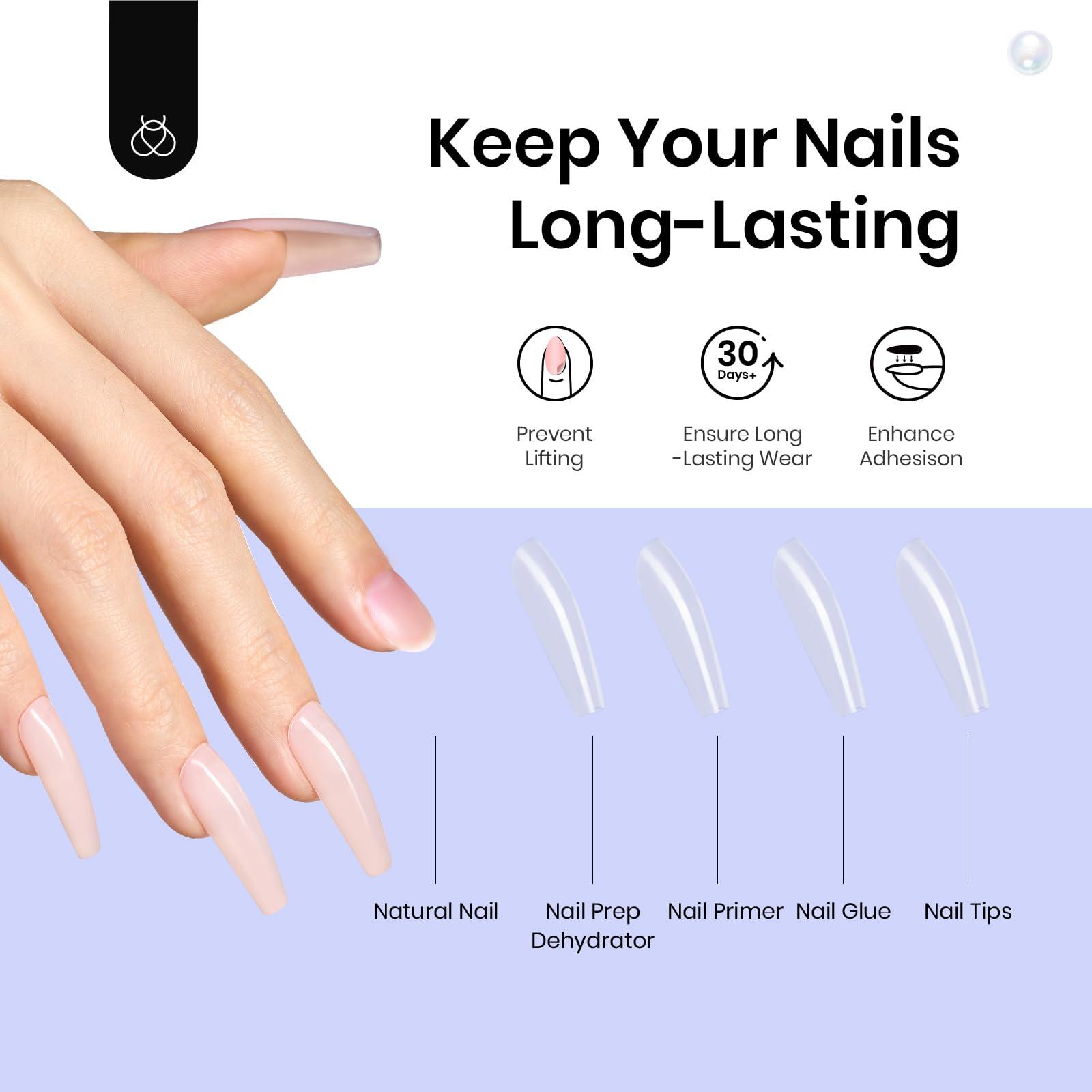 Beetles 3Pcs Gel Nail Glue Nail Dehydrator and Primer, Professional Nail Prep Acid-Free & Hema-Free Dehydrate Bond Primer 9 in 1 Gel Glue Kit for Press On Nails Nail Tips Nail Extension Gifts for Her - Image 6
