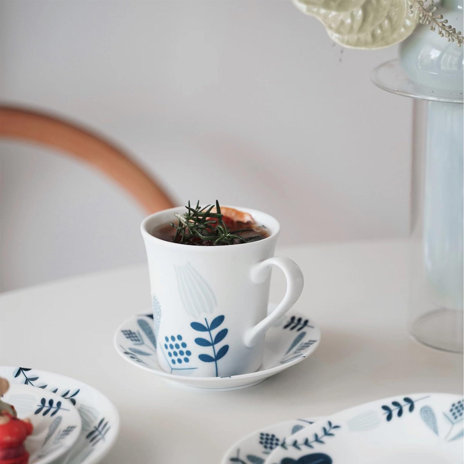Fuukou Blue and White Porcelain Mug,Chinese Hand-Painted Coffee Mug,12 OZ Small Vintage Ceramic Tea Cup with Handle,Traditional Blue Willow Design,Microwave & Dishwasher Safe - Image 5