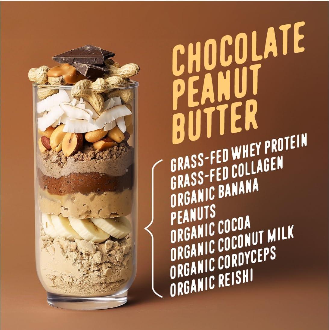 FlavCity Grass Fed Whey Chocolate Protein Powder - Chocolate Peanut Butter - 25g Protein & 10g Collagen - Made with Organic Cocoa & Coconut Milk - Gluten Free & No Added Sugars (20 Servings) - Image 3