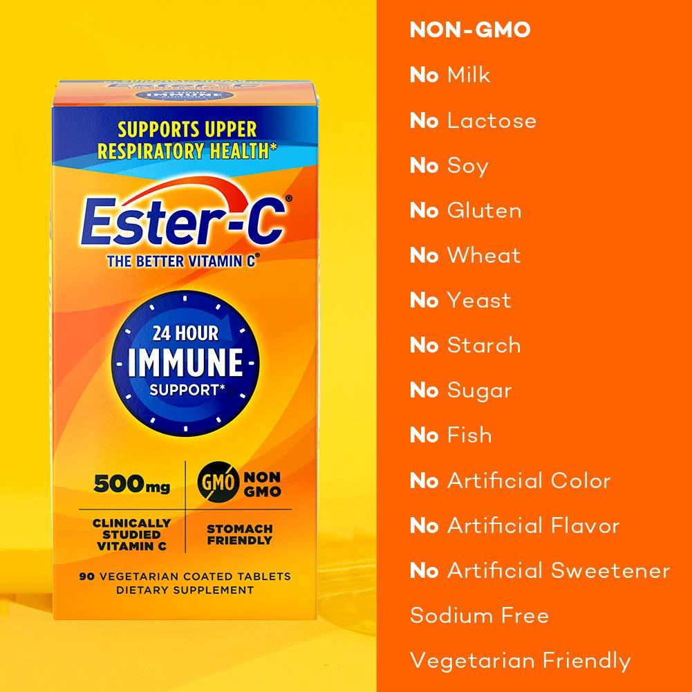 Ester-C 500 mg 24 Hour Vitamin C Tablets for Immune Support, Vitamin C Supplement, 90 Count - Image 3