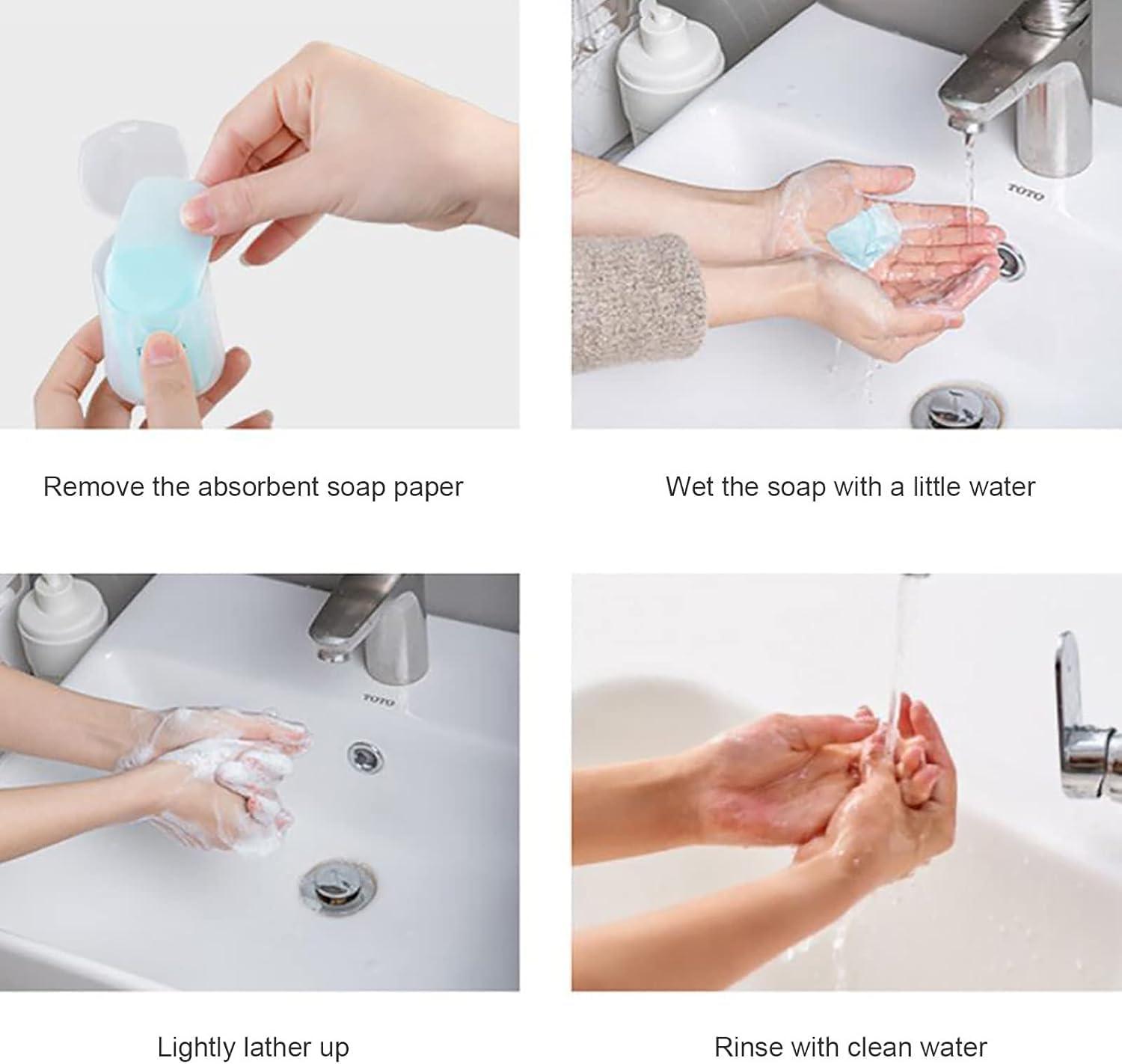 Sluswallow 50Pcs Blue Portable Soap Sheets,Water Soluble Hand Washing Bath Scented Paper Camping Soap and Shampoo for Outdoor,Camping Hiking Mini Portable Travel Paper Sheets Disposable Personal Care - Image 9