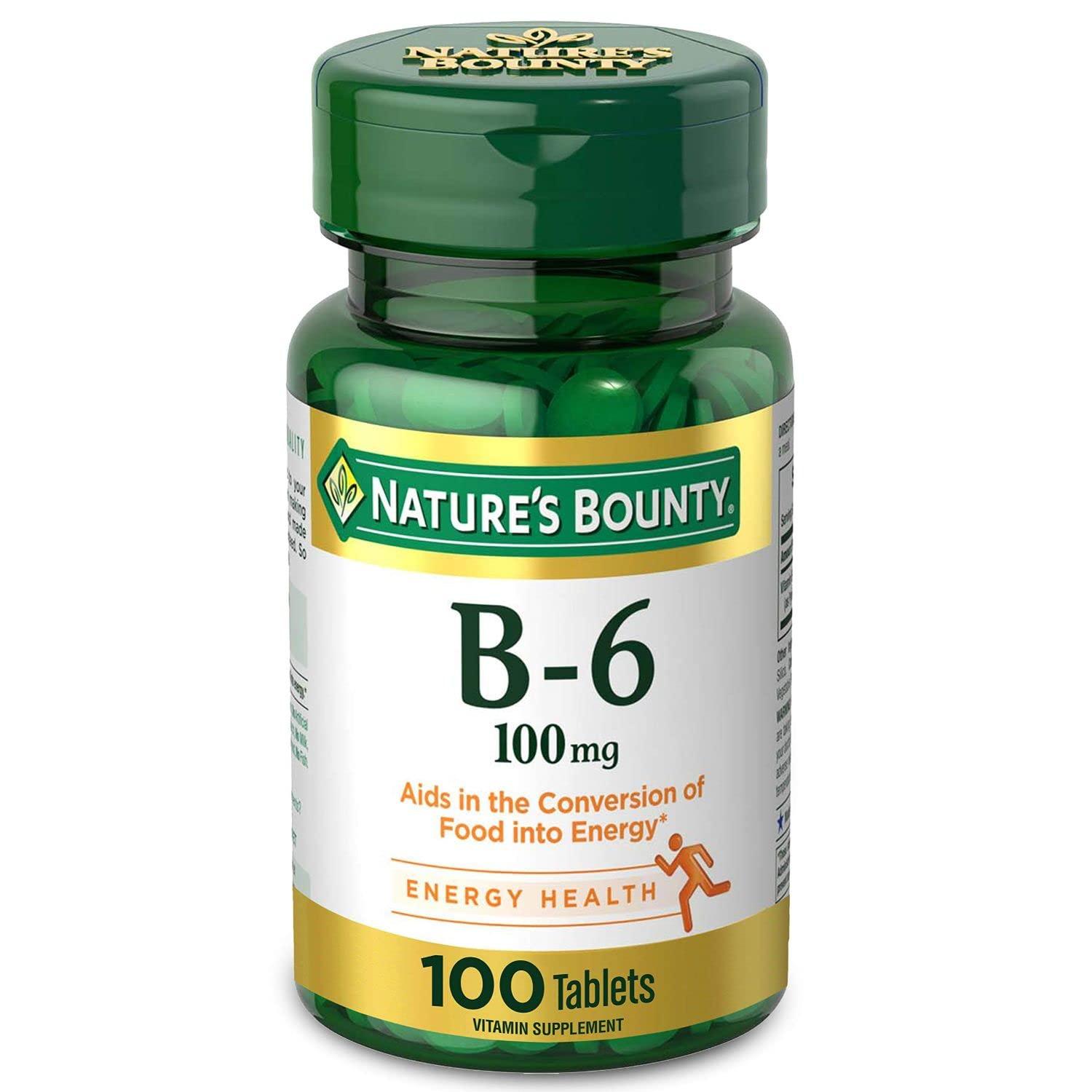 Nature's Bounty Vitamin B6 100mg Tablets - Supports Energy Metabolism & Nervous System Health, 100 Ct