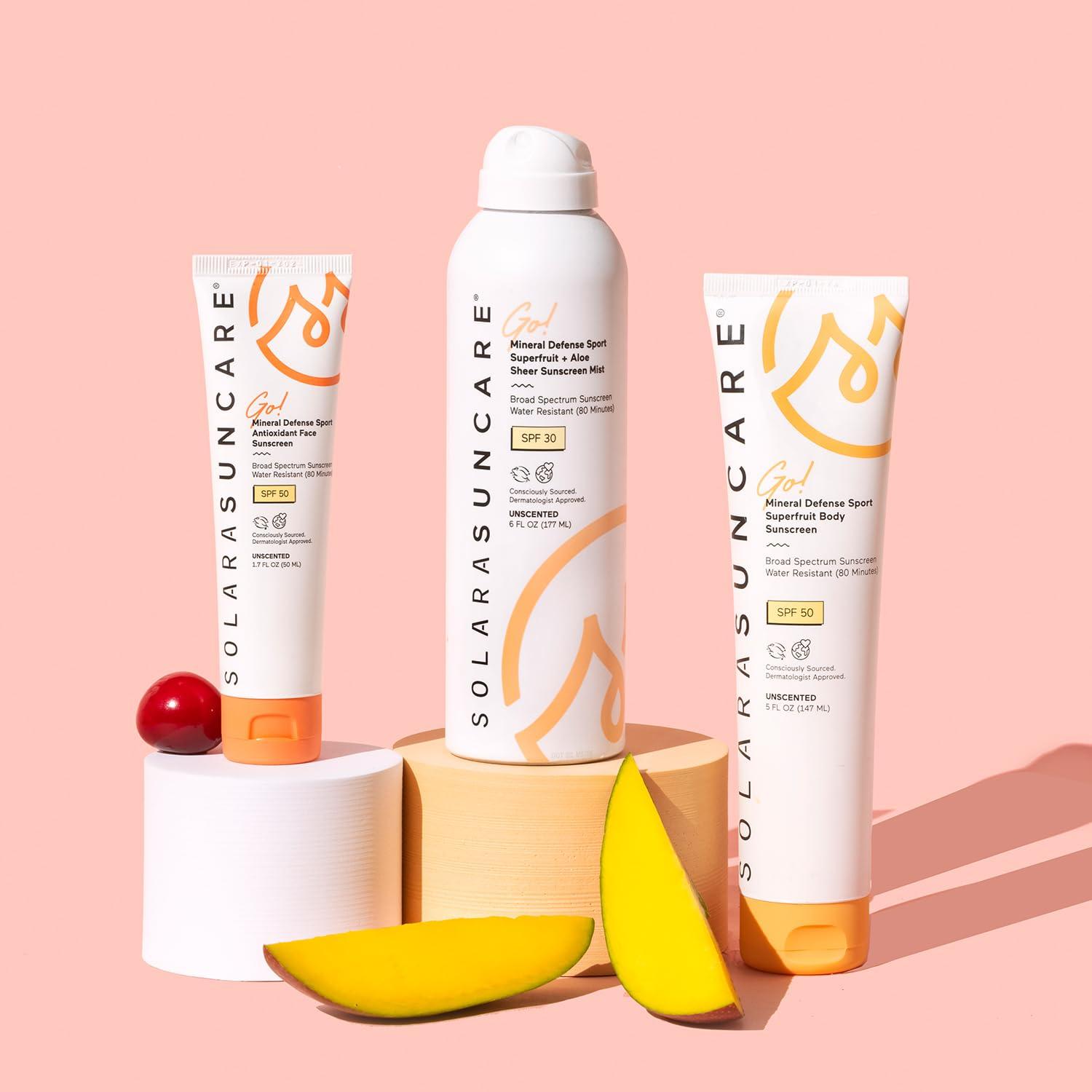 Solara Suncare - Go! Mineral Defense SPORT Superfruit Body Sunscreen, SPF 50 | EWG Verified, Vegan, Cruelty-Free, Reef-Friendly | Unscented, Sensitive Skin Safe, Water-Resistant (5 fl oz | 147 ml) - Image 5
