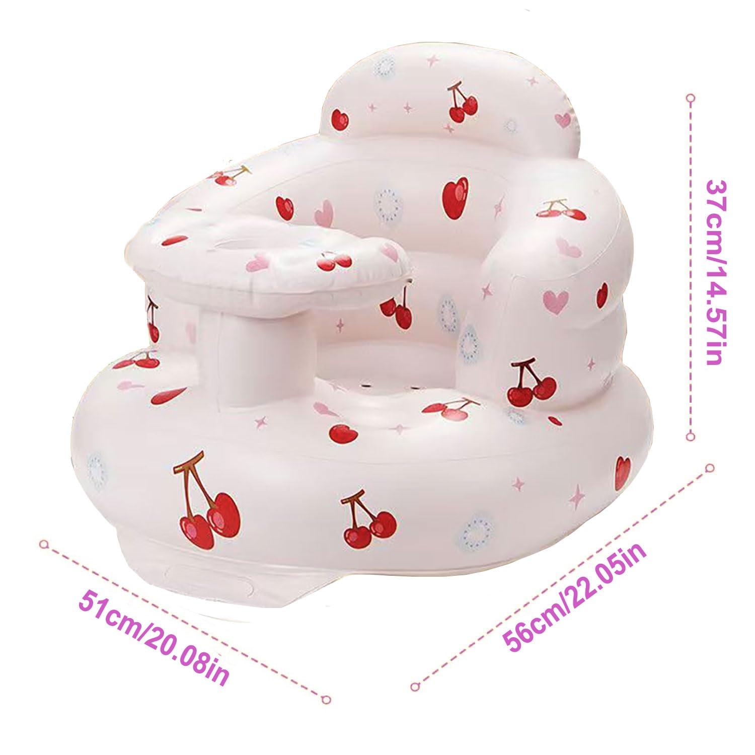 Inflatable Baby Seat for Babies Toddlers Floor Chair Sitting Up Pump Blow Up for Infant Ages 3 6 12 18 24 36 Months Boys Girls Portable Sofa Toys Activity (Lovely Cherry) - Image 2