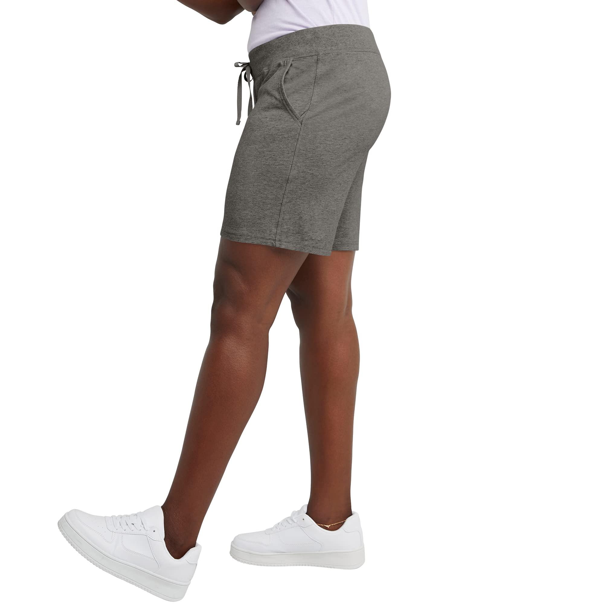 Hanes Women's Jersey Pocket Shorts, Drawstring Cotton Jersey Shorts, 7" Inseam - Image 2
