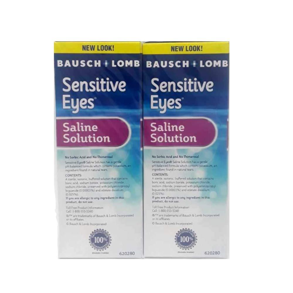 Bausch + Lomb Sensitive Eyes Saline Solution, for Soft Contact Lenses, pH Balanced with Potassium, 2 x 12 fl oz - Image 2