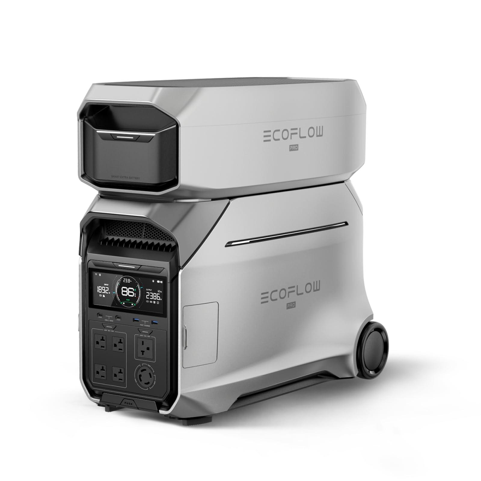 EF ECOFLOW 8kWh Portable Power Station: DELTA Pro 3 with Extra Battery, 120/240V 4000W AC Output, Solar Generator for Home Use, Camping, Emergencies, Power Outages, RVs, and Outdoor Generators