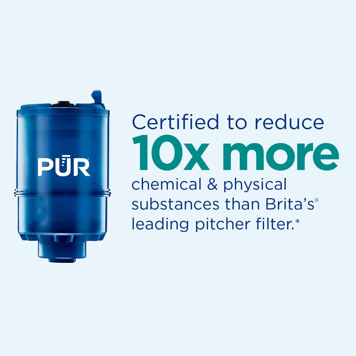 PUR PLUS Horizontal Faucet Mount Water Filtration System with 3-in-1 Lead Reducing Filter for Great-Tasting Filtered Tap Water, Lasts 100 Gallons, Fits Most Kitchen or Bathroom Faucets, Metallic Grey - Image 2