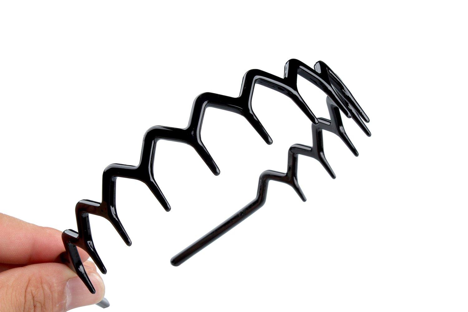 Set of 2 Zig Zag Black Plastic Sharks Tooth Hair Comb Headband Hair Hoop Accessory for Women's Lady Girls (1 Black Color+1 Brown) - Image 6